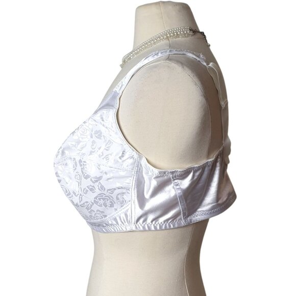 Bobby Brooks Bra 44DD White Wireless All Day Comfort Full Coverage Floral Emboss - Picture 4 of 6